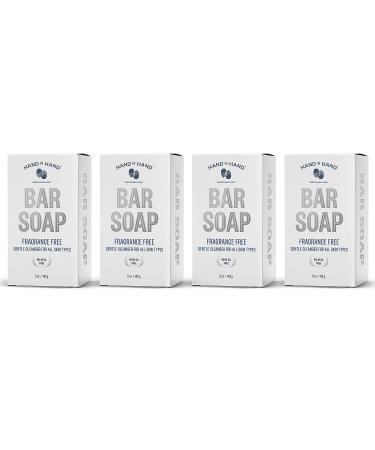 Hand in Hand Bar Soap Nourishing Cleanser For All Skin Types Organic Shea and Cocoa Butters 5 Ounce Fragrance Free 4 Pack Fragrance Free 5 Ounce (Pack of 4)