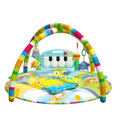 Baby Gym Play Mat,Musical Activity Center Kick Piano Gym Tummy Time Toys for Newborn Babies,Infant Toys Large Thickened and Non Slip Mat Washable (Green)