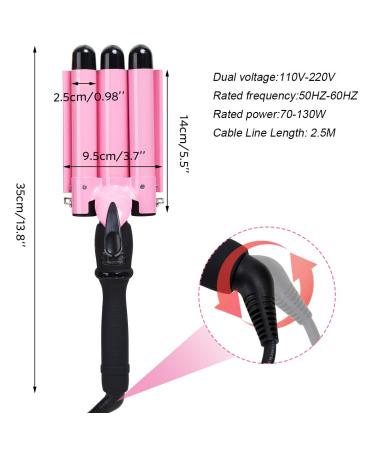 3 Barrel Curling Iron with LCD Temperature Display - 1 Inch Ceramic Hair Crimper for Deep Waves and All Styles - Buy Online on SooperMarket.com