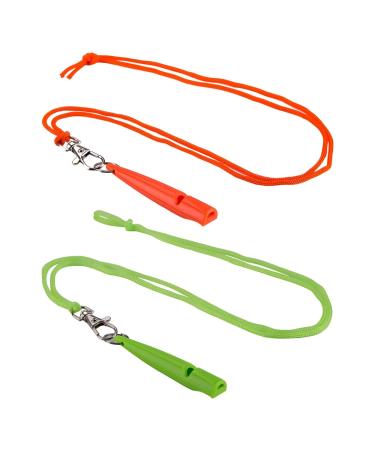 Vigorola 2 pcs Dog Whistle with Lanyard ABS Plastic Dog Training Whistles for for Recall and Pets Training(Orange + Light Green)