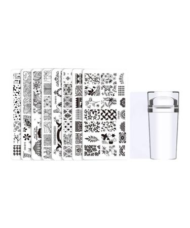 Wirlsweal 1 Set nail art template DIY template print steel nail steel stamp plate kit tool for nail salon nail stamping plate fashion
