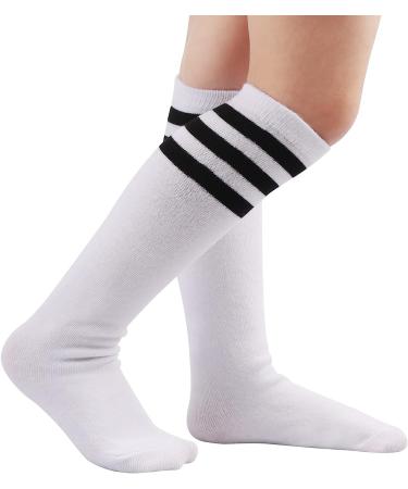 DRESHOW BQUBO Kids Toddler Soccer Socks - White/Black Stripe, 3-6 Years - Buy Online on SooperMarket.com