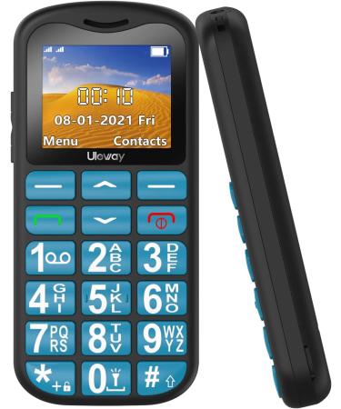 Uleway Senior Cell Phone - Large Button Dual SIM SOS No Contract - Perfect GSM Phone for Pensioners - Includes Charging Station - Blue - Buy Online on SooperMarket.com