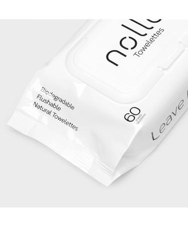 Nolla Flushable Wipes - 100% Plant-Based, Plastic-Free, Biodegradable - Unscented with Aloe & Vitamin E - Septic & Sewer Safe - 360 Count (6 Packs of 60) - Buy Online on SooperMarket.com