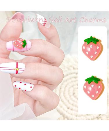 10 PCS 3D Pink Resin Strawberry Nail Charms - Metal Nail Decorations for DIY Crafts and Nail Art - Buy Online on SooperMarket.com
