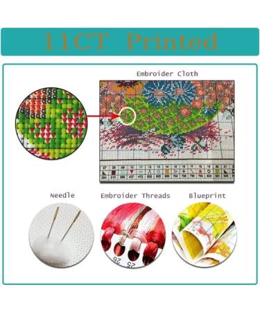 VIGEGU Flower Cross Stitch Kit for Adults - Full Range Stamped Cross Stitch Needlecrafts - Home Wall Decor - 12x16inch - Buy Online on SooperMarket.com