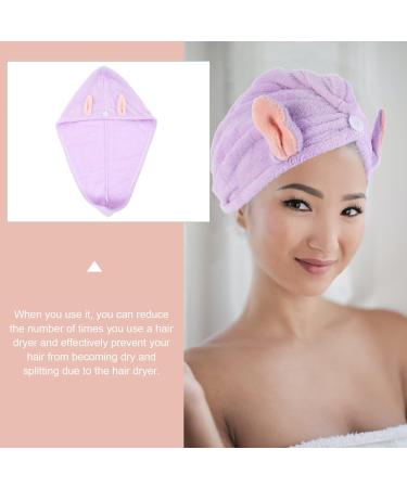 MAGICLULU Hair Protection 4pcs Bunny Ears Dry Hair Hat Hair Ring Quick Dry Coral Fleece Hair Health Violet - Buy Online on SooperMarket.com