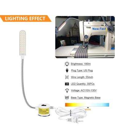 Amazing power Sewing Machine Light LED Flexible Gooseneck Work Lamp with Magnetic Mount Base for Workbench Lathe Drill Press - Buy Online on SooperMarket.com