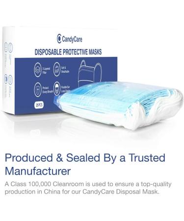 25 Pack CandyCare Disposable Face Masks - 3-Layer Dust Particle Protection with Earloop - 25 Count - Buy Online on SooperMarket.com