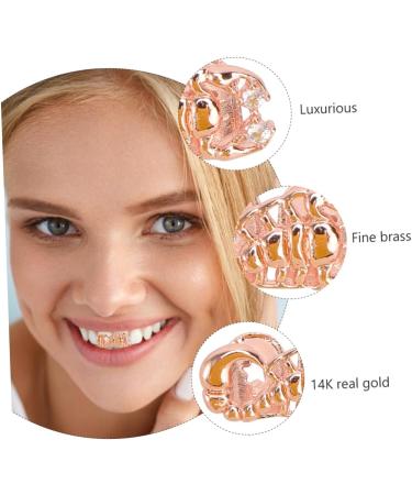 BCOATH 1pc Scorpion Single Braces Decor Rose Grills for Women Tooth Jewelry Vampire Aldult Man 2X1cm Golden - Buy Online on SooperMarket.com