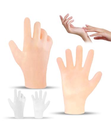 Moisturizing silicone gloves spa gel gloves silicone sleeping gloves reusable for female hand care repair dry cracked rough rough soft (2 pair of yellow & white) 2 pair - yellow white
