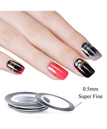 JIAHAO 2Pcs Gold/Silver Striping Tape Line Nail Art Decoration Sticker Set with Dispensers - DIY Nail Tip Design - Buy Online on SooperMarket.com