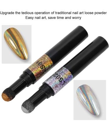 2 colors/set Chrome Air Cushion Nail Powder Pen Manicure Cushion Magic Pen Nail Glitter Mirror Powder Pen Manicure Tool for Home and Nail Salon - Buy Online on SooperMarket.com