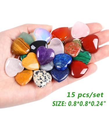 FURREN 15 Piece Quartz Clear Quartz Eye Heart Set Palm Thumb Gemstones 0.8 Inch - Buy Online on SooperMarket.com