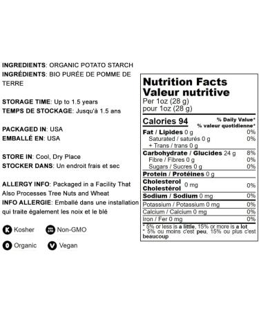 Organic Potato Starch 1lb - Non-GMO Unmodified Powder for Cooking & Baking - Vegan & Kosher - Great for Thickening Sauces, Soups & Gravy - Buy Online on SooperMarket.com