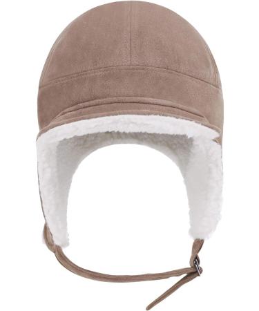 Windproof Coldproof Faux Fur Ushanka Russian Hat | Winter Earflap Hat for Adults & Elders | Thick Plush Lining | Ski & Hunting Trapper Hat - Khaki - Buy Online on SooperMarket.com