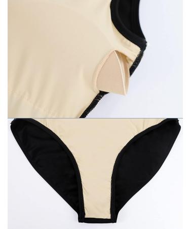 Phoeswan Women's Ballet Leotard Large Black - Short Sleeve/Camisole Adult Dance Leotard with Chest Pad - Buy Online on SooperMarket.com
