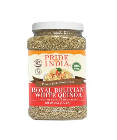 Pride Of India - Natural White Royal Quinoa - Superior Grade Whole Grain 3.3 Pound (1.5 Kilo) Jar (2.2 Pound + 50% Extra Free 3.3 Pounds Total)