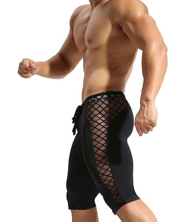 MIZOK Men's Compression Yoga Shorts Black - Cool Dry Mesh, Workout Tight, Medium - Buy Online on SooperMarket.com