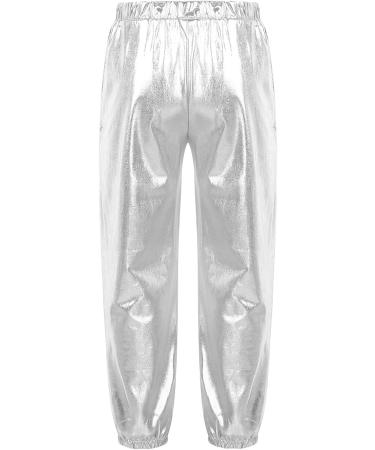 Zdhoor Kids Metallic Dance Harem Pants - Silver, 8 Years | Modern Hip Hop Street Dancewear - Buy Online on SooperMarket.com
