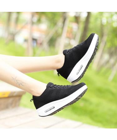 Sistke Women's Outdoor Sneakers - Lightweight Breathable Plateau Sports Shoes - Mesh Running & Street Shoes in Black (Size 36 EU) - Buy Online on SooperMarket.com