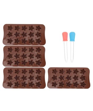 MAGICLULU 1 Set Chocolate Mold Ice Cube Gum Star Pie Pans Animal Stencils Star Shaped Candy Silicone Molds Silicone Ice Cube Molds Star Pasties Crayon Mold Baking Supplies Cake Silica Gel 21x10.5cm Brown