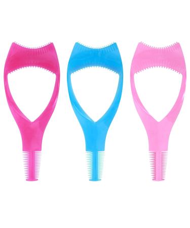 WLLHYF Mascara Shield Guard Cosmetic Eyelash Applicator Mascara Separator Makeup Lash Comb Upper Lower Lash Helper Tool Eyelashes Clean Lash Brush for Women Girls (blue pink rose)