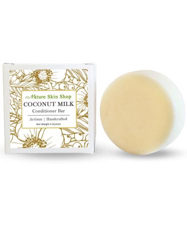 Coconut Milk Solid Bar Conditioner Natural Sulfate Free Eco-Friendly Plastic Free All Hair Types including frizzy hair Cruelty-Free & Vegan 4 ounces