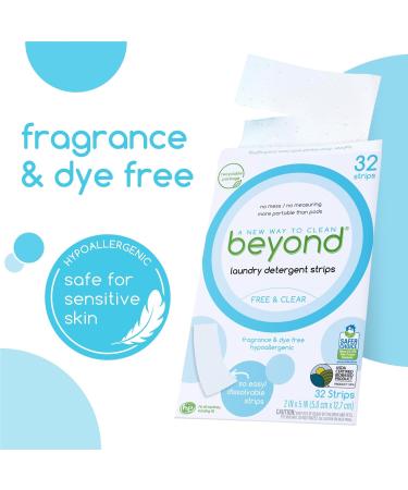Beyond Laundry Detergent Strips - Eco-Friendly Hypoallergenic & Travel-Friendly | 32 Dissolvable Strips - Free & Clear - Buy Online on SooperMarket.com