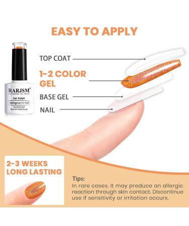RARJSM Holographic Nail Polish - Classic Orange Gel Polish for Salon & DIY Use | Soak Off Gel UV/LED Compatible | RAR158 - Buy Online on SooperMarket.com