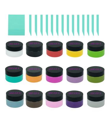 DGAGA 15 Colors Chalk Paste Sets for Stencils DIY Chalk Craft Paint Kit Art Supplies Painting on Home Decor Wood Furniture Chalkboard Fabric Screen Printing Ink Including 15 Packs Mini Squeegees 15 colors paste+squeegees