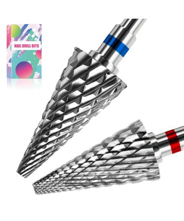 2 Pcs Nail Drill Bits 3/32" Shank Drill Bits for Acrylic Gel Nails Professional Efile Nail Drill Bits for Home Salon Fine & Medium Nail Bits MF
