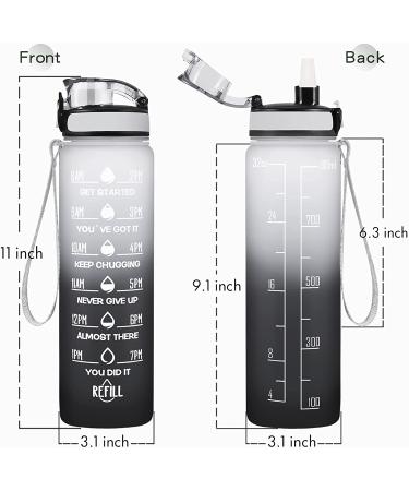 Enerbone 32oz Leakproof BPA-Free Water Bottle with Motivational Times & Straw - Gray-Black - Buy Online on SooperMarket.com