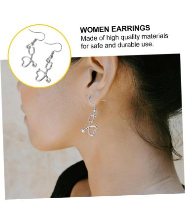 PRETYZOOM Heart Hoop Earrings for Women - Silver Ear Pendant Decor for Nurses & Medical Professionals | Delicate Alloy Jewelry - Buy Online on SooperMarket.com