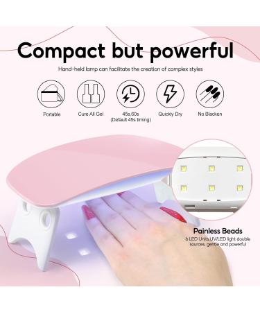 COSCELIA Mini UV LED Lamp for Gel Nails - 6W USB Portable Nail Dryer with 45/60s Timer | Professional Foldable Nail Gel Hardening Lamp - Buy Online on SooperMarket.com