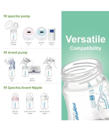 Maymom Wide-Mouth Milk Storage Collection Bottle with Travel Cap and Sealing Ring - Compatible with Spectra S1 S2, Avent, Motif, Twist, Ameda MYA Bottles - 4pc Pack - Buy Online on SooperMarket.com