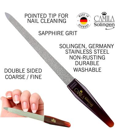 Camila Solingen CS19 8 inch Professional Sapphire Metal Nail File for Fingernail and Toenail Care - Stainless Steel, Double Sided Coarse Fine, Made in Solingen Germany - Manicure Pedicure Tool (Pack of 1) - Buy Online on SooperMarket.com
