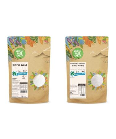 Wholefood Earth - Citric Acid 3kg - Anhydrous - Food Grade & Sodium Bicarbonate Baking Soda 2 kg