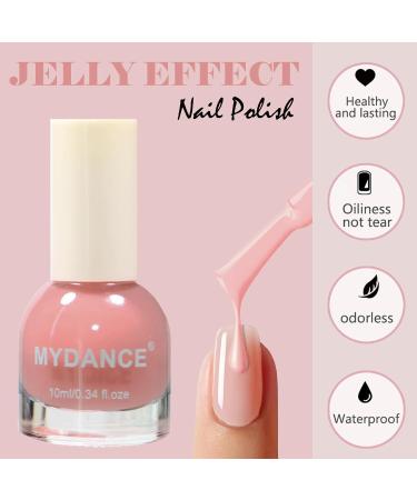 Jelly Nail Polish Pink Translucent Nail Polish Neutral Color Nude Pink Gel Nail Varnish Quick Drying Long Lasting Nail Art French Manicure DIY at Home 009 - Buy Online on SooperMarket.com