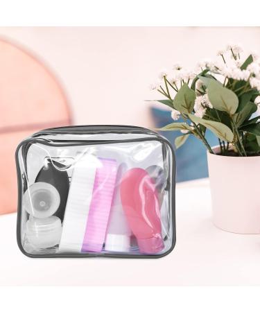 2pcs Clear Travel Toiletry Bag Set - TSA Approved Quart Size, Transparent Airport Carry-on Liquid Bags for Easy Security Check (Black) - Buy Online on SooperMarket.com
