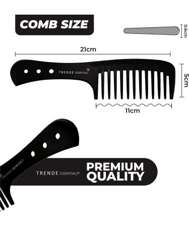 Trende Essentials Wide Tooth Comb - Heat Resistant Detangler for Curly Hair - Black - Buy Online on SooperMarket.com