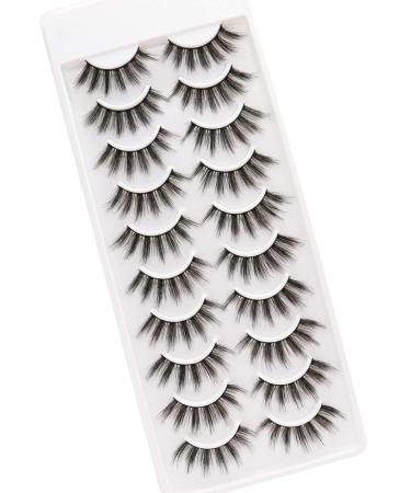 PURELEOR 3D Faux Mink Eyelashes 10 Pairs Natural & Dramatic False Lashes Long Fluffy Eyelash Volume Eye Lash Packs 10 Pair (Pack of 1)