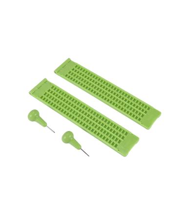 Spb 4 Lines 28 Cells Braille Slate Braille Writing Slate Plastic Braille Slate Kit Green (2)