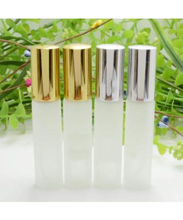 Enslz 6 x 10ml Refillable Frosted Glass Spray Bottles with 2 x 3ml Pipettes - Silver | Perfect for Perfume & Travel - Buy Online on SooperMarket.com