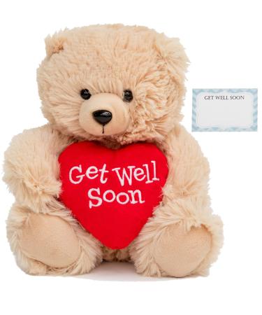 Ganz Get Well Soon Gifts for Men, Get Well Soon Gifts for Kids Get Well Soon Gifts for Women Feel Better Teddy Bear with Red Heart (Get Well Stuffed Animal Bear Red Heart) with Get Well Soon Card Get Well Teddy Red Heart