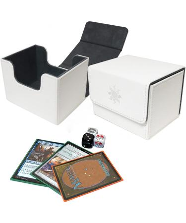 SXTT MTG Deck Box - Large Card Deck Box for 120+ Single Sleeved Commander Cards - White Magnetic Game Card Case for MTG/TCG/CCG - Buy Online on SooperMarket.com