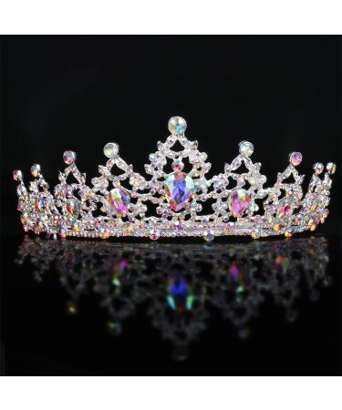 SuPoo Silver Tiara and Crown for Women - AB Crystal Headband for Queen, Wedding, Prom, Christmas - Shiny Princess Decoration - Buy Online on SooperMarket.com