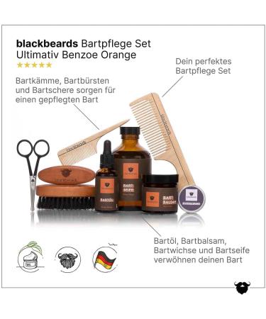 Blackbeard's Ultimate Beard Care Set - Benzoe-Orange Fragrance | Oil Balm Soap Brush Comb & Shears | Perfect Gift for Beards - Buy Online on SooperMarket.com