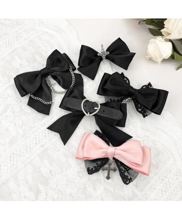 Gothic Lace Hair Clip Bow Large Barrette Bow Flat Clips Barrette Hairpin Bow Elegant Hair Clip for Bunches - Buy Online on SooperMarket.com