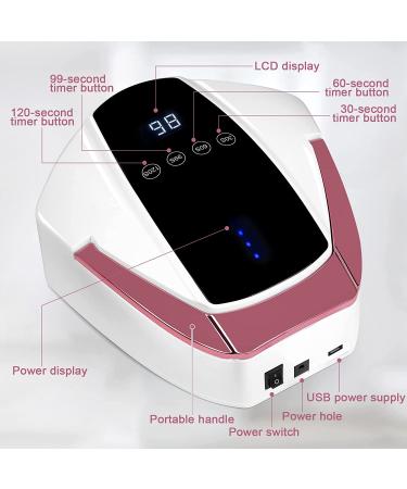 96w Rechargeable UV Nail Lamp | Cordless LED Light for Gel Nails | Portable Handle, Auto Sensor & 4 Timers | Professional Nail Curing Tool - Buy Online on SooperMarket.com